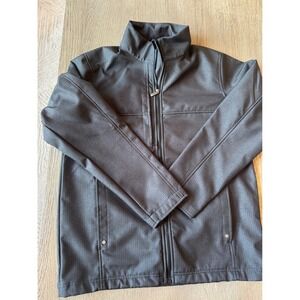 North End Men's Large Gray Herringbone Full Zip Softshell‎ Jacket